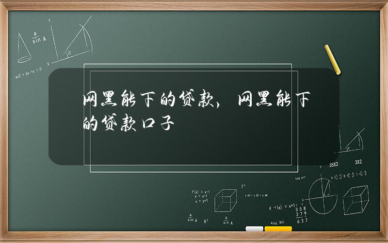 网黑能下的贷款，网黑能下的贷款口子