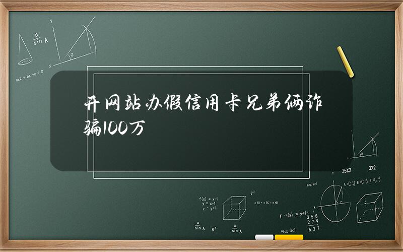 开网站办假信用卡 兄弟俩诈骗100万