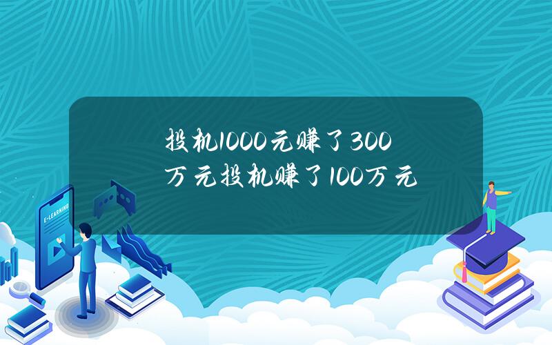 投机1000元赚了300万元(投机赚了100万元)