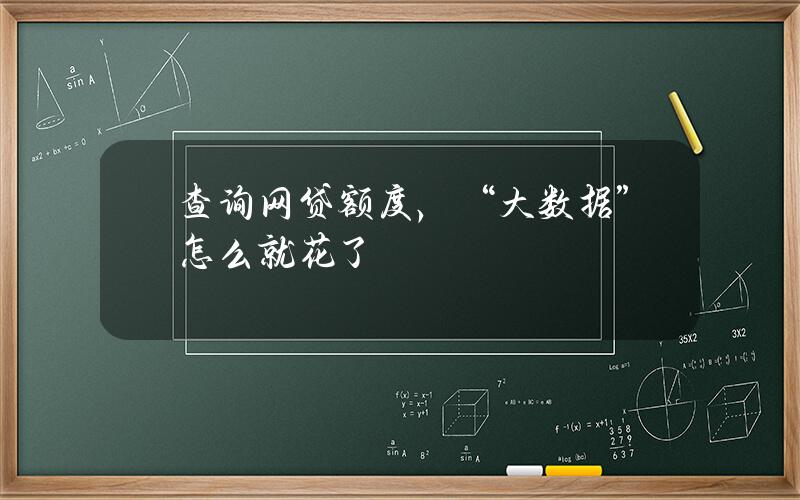 查询网贷额度，“大数据”怎么就花了？