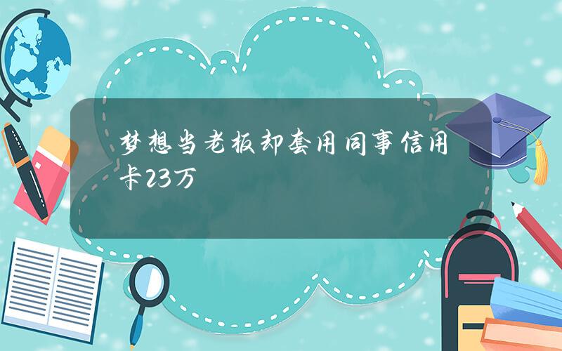 梦想当老板却套用同事信用卡2.3万