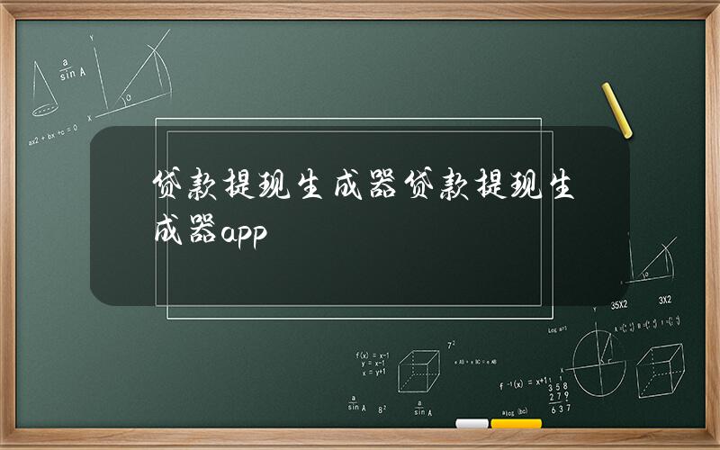 贷款提现生成器(贷款提现生成器app)