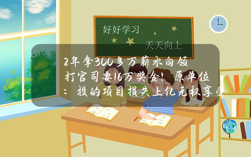 2年拿300多万薪水 白领打官司要16万奖金！原单位：投的项目损失上亿 无权享受