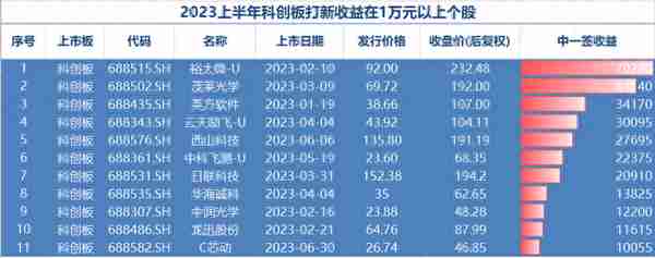 A股上半年打新收益榜出炉：26只新股中一签首日收益过万，最高可达8.8万