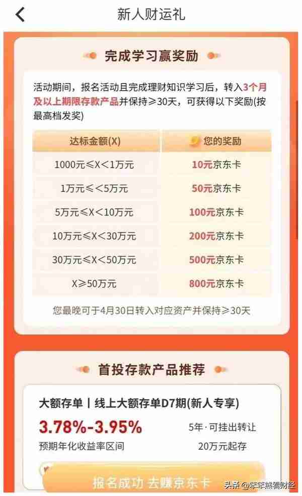 银行存款：这家银行推出了1年期4.60%的存款产品